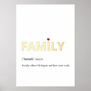 FAMILYミニマモダンリストホワイト金ゴールドの定義 箔ポスター
