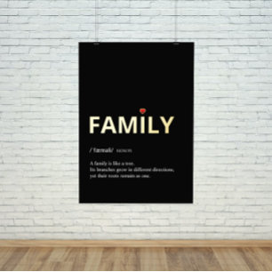 FAMILYミニマリストのブラック金ゴールドフォイルプリントの引用文 箔ポスター