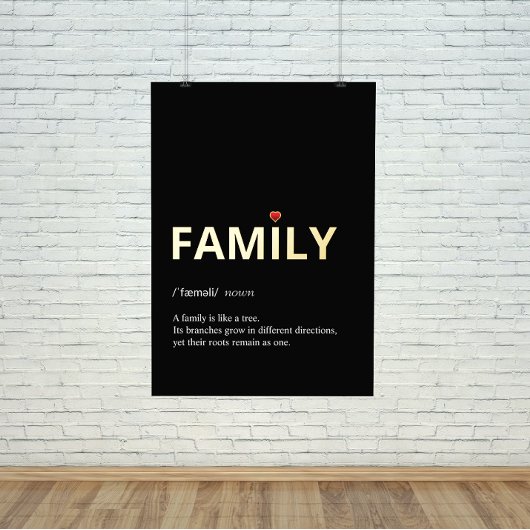 FAMILYミニマリストのブラック金ゴールドフォイルプリントの引用文 箔ポスター