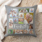 FAMILY モダン Photo Collageスクリプトハートグレー クッション (ブランケット)