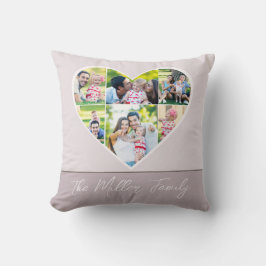 FAMILY モダン Photo Collageスクリプトハート（名前あり） クッション