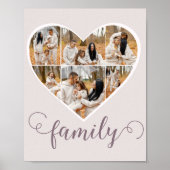 FAMILY モダン Photo Collage Love Scriptハート ポスター (正面)