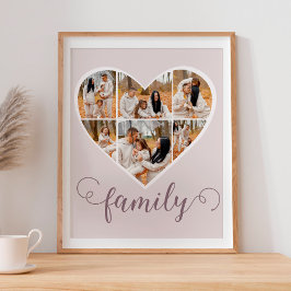 FAMILY モダン Photo Collage Love Scriptハート ポスター