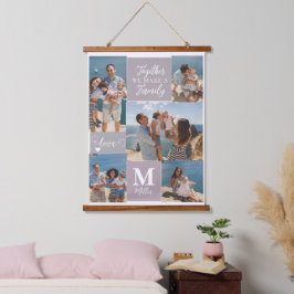 FAMILY モダン Photo Collage Monogram Name 5枚 吊り下げ型タペストリー