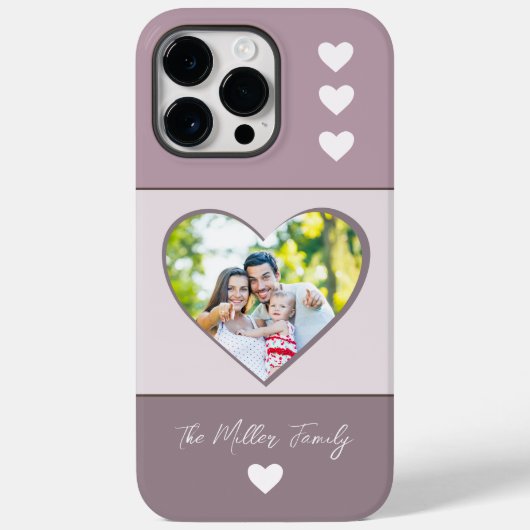 FAMILY モダン Photo Memoryスクリプトハート(名前) Case-Mate iPhoneケース (裏面)