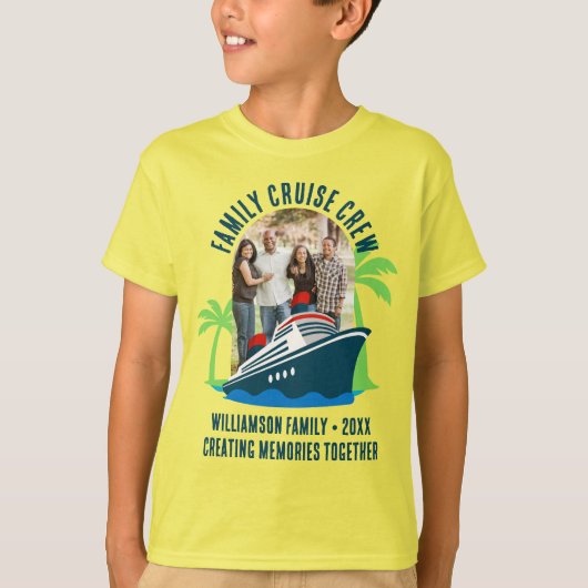 FAMILY 写真 ホリデー 旅行 クルーズ CREW Tシャツ (正面)