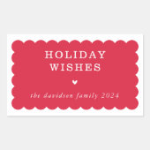 FAMILY 数々の PHOTOモダン縁どcute red scallop 長方形シール (正面)