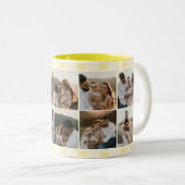 Family 10 Photo Yellow Stripes ツートーンマグカップ (正面右)
