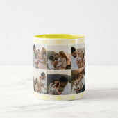 Family 10 Photo Yellow Stripes ツートーンマグカップ (中央)