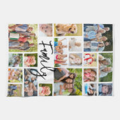 Family 19 Photo Collage Modern Script キッチンタオル (横)