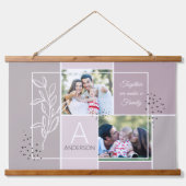 FAMILY 2フォトコラージスクリプトモダン引用文 吊り下げ型タペストリー (正面)