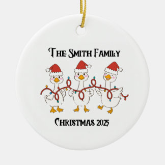 Family 2025 Christmas ornament with Ducks セラミックオーナメント