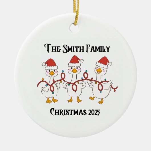 Family 2025 Christmas ornament with Ducks セラミックオーナメント (正面)