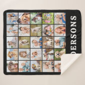 Family 25 Photo Collage Personalized Name Black シェルパブランケット (正面(横))