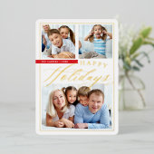 FAMILY 3写真かわいい書かわいらし跡金ゴールド 箔シーズンカード (立ち正面)