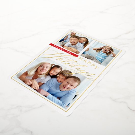 FAMILY 3写真かわいい書かわいらし跡金ゴールド 箔シーズンカード (回転した状態)