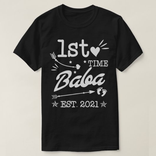 FAMILY 365 First Time Baba Est 2021Promoted to Bab Tシャツ (デザイン正面)