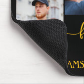 family 3 photo collage black gold script magnet マウスパッド (コーナー)