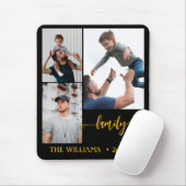 family 3 photo collage black gold script magnet マウスパッド (マウス)