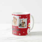 Family 3 Photo Collage Personalized Christmas コーヒーマグカップ (正面右)