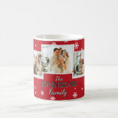 Family 3 Photo Collage Personalized Christmas コーヒーマグカップ (中央)