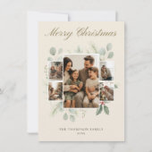 Family 5 Photo Collage Watercolor Eucalyptus シーズンカード (正面)