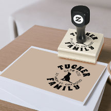 FAMILY Address Dog Image Rubber Stamp