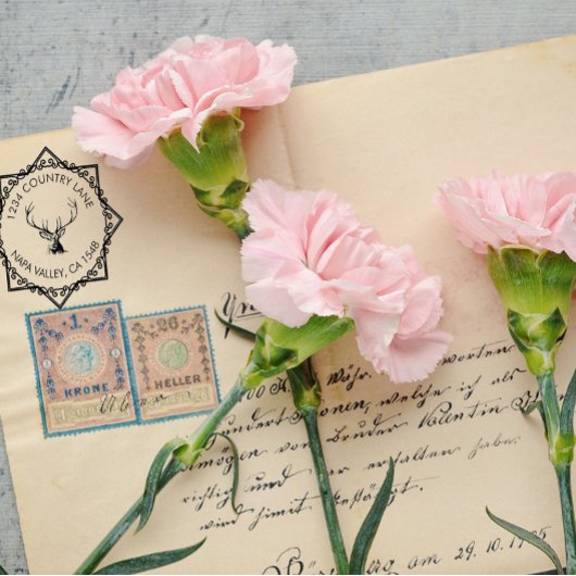 Family Address Stamp With Deer Logo ラバースタンプ