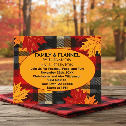 Family and Flannel Fall Reunion Invitation 招待状