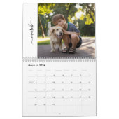 Family and Pets 12 Month Script Calendar カレンダー (3月 2026)