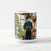 Family around the fireplace at Christmas - Mug コーヒーマグカップ (中央)