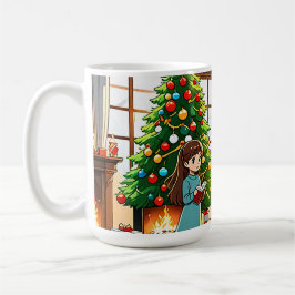 Family around the fireplace at Christmas - Mug コーヒーマグカップ