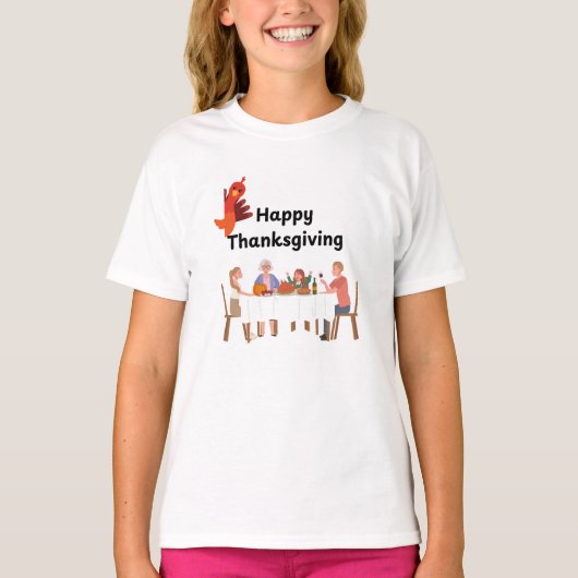 Family at table with turkey  tシャツ (正面)