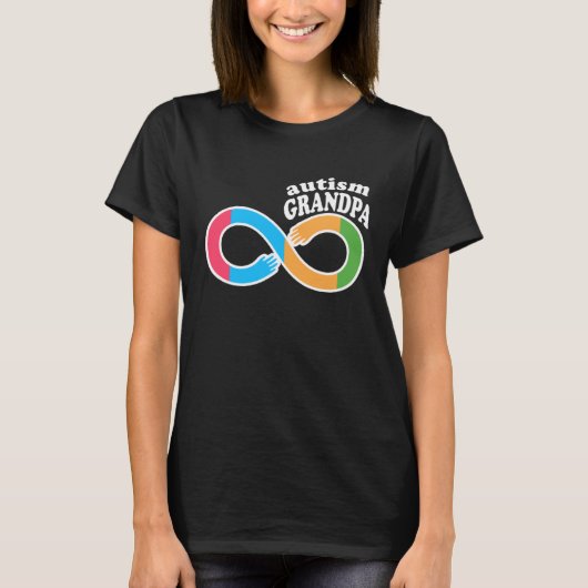Family Autism Awareness Grandpa Rainbow Infinity S Tシャツ (正面)