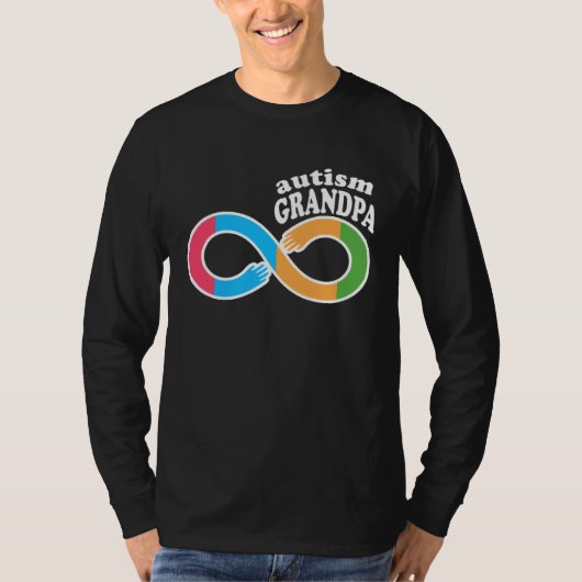 Family Autism Awareness Grandpa Rainbow Infinity S Tシャツ (正面)