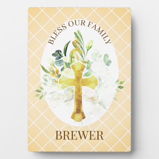 Family Blessing Christian Gift Plaque フォトプラーク (正面)