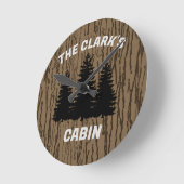 FAMILY CABIN RUSTIC WOOD CUSTOM WALL CLOCK ラウンド壁時計 (傾斜)