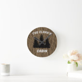 FAMILY CABIN RUSTIC WOOD CUSTOM WALL CLOCK ラウンド壁時計 (ホーム)
