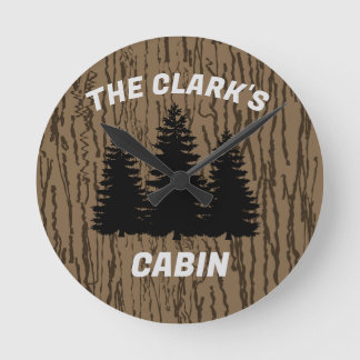 FAMILY CABIN RUSTIC WOOD CUSTOM WALL CLOCK ラウンド壁時計