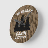 FAMILY CABIN RUSTIC WOOD CUSTOM WALL CLOCK ラウンド壁時計 (傾斜)