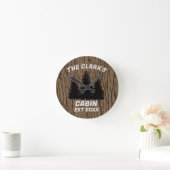 FAMILY CABIN RUSTIC WOOD CUSTOM WALL CLOCK ラウンド壁時計 (ホーム)