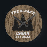 FAMILY CABIN RUSTIC WOOD CUSTOM WALL CLOCK ラウンド壁時計<br><div class="desc">RUSTIC CUSTOM WALL CLOCK</div>