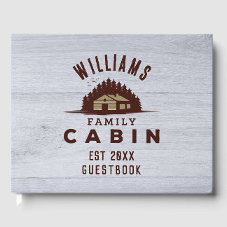 Family Cabin Rustic Wood Personalized  ゲストブック