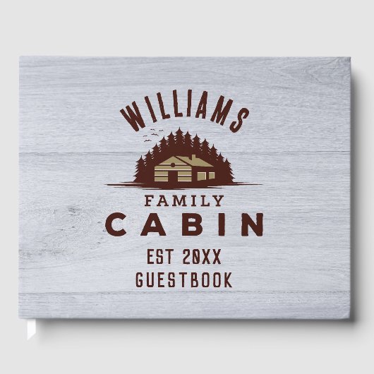 Family Cabin Rustic Wood Personalized  ゲストブック (正面)