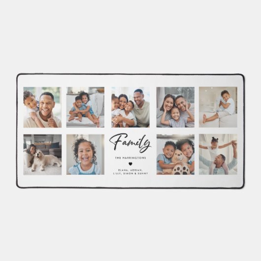 Family Calligraphy | 9 Photo Collage Personalized  デスクマット (正面)