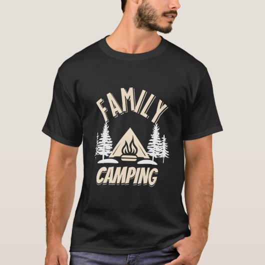 Family Camg Fun Adventure Tent Outdoors Natural Tシャツ (正面)