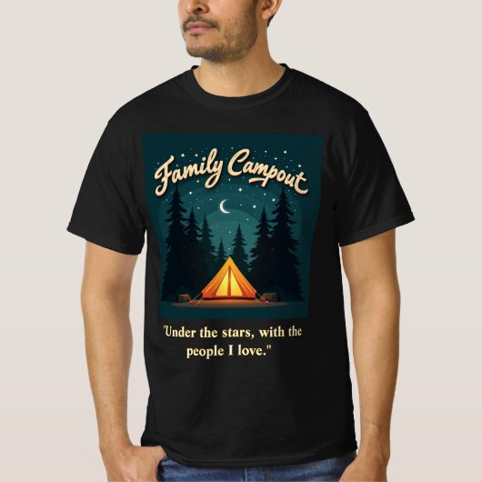 Family Campout 2025 – Retro Tent Night Tee Tシャツ (正面)
