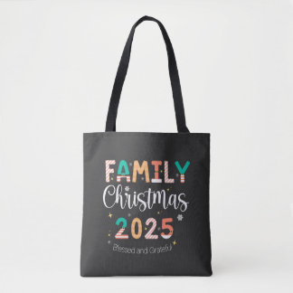 Family Christmas 2025 Blessed and Grateful トートバッグ