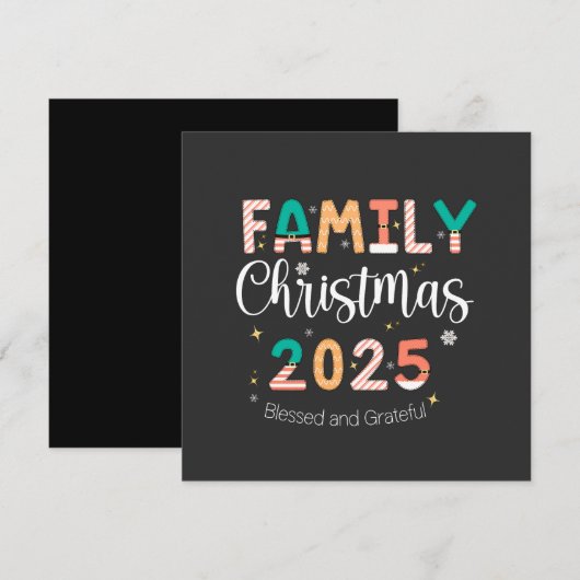 Family Christmas 2025 Blessed and Grateful  招待状 (正面/裏面)
