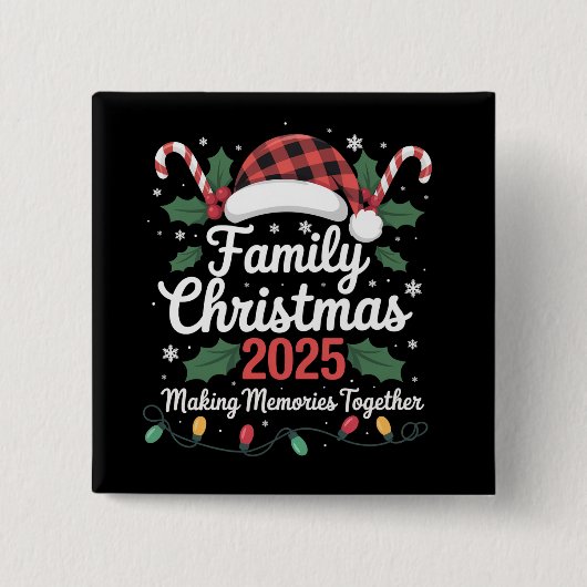 Family Christmas 2025 Crew Group Matching Family  缶バッジ (正面)